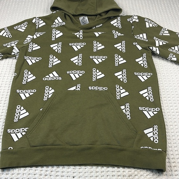 Adidas Men’s Green With White Logo Pullover Hoodie Size Medium Pre Owned - Picture 3 of 10